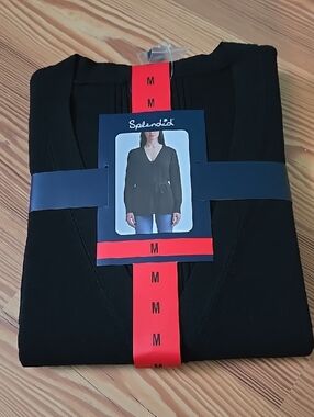 Splendid Black V-Neck Wrap Carnigan  Tie